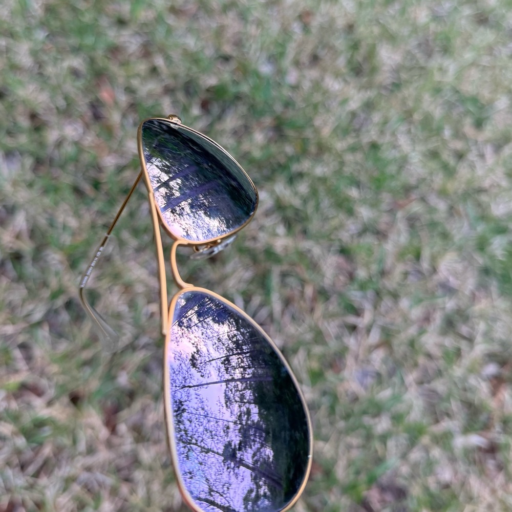 Ray-Ban Gold Frame Sunglasses with Purple Lenses - Picture 2 of 3